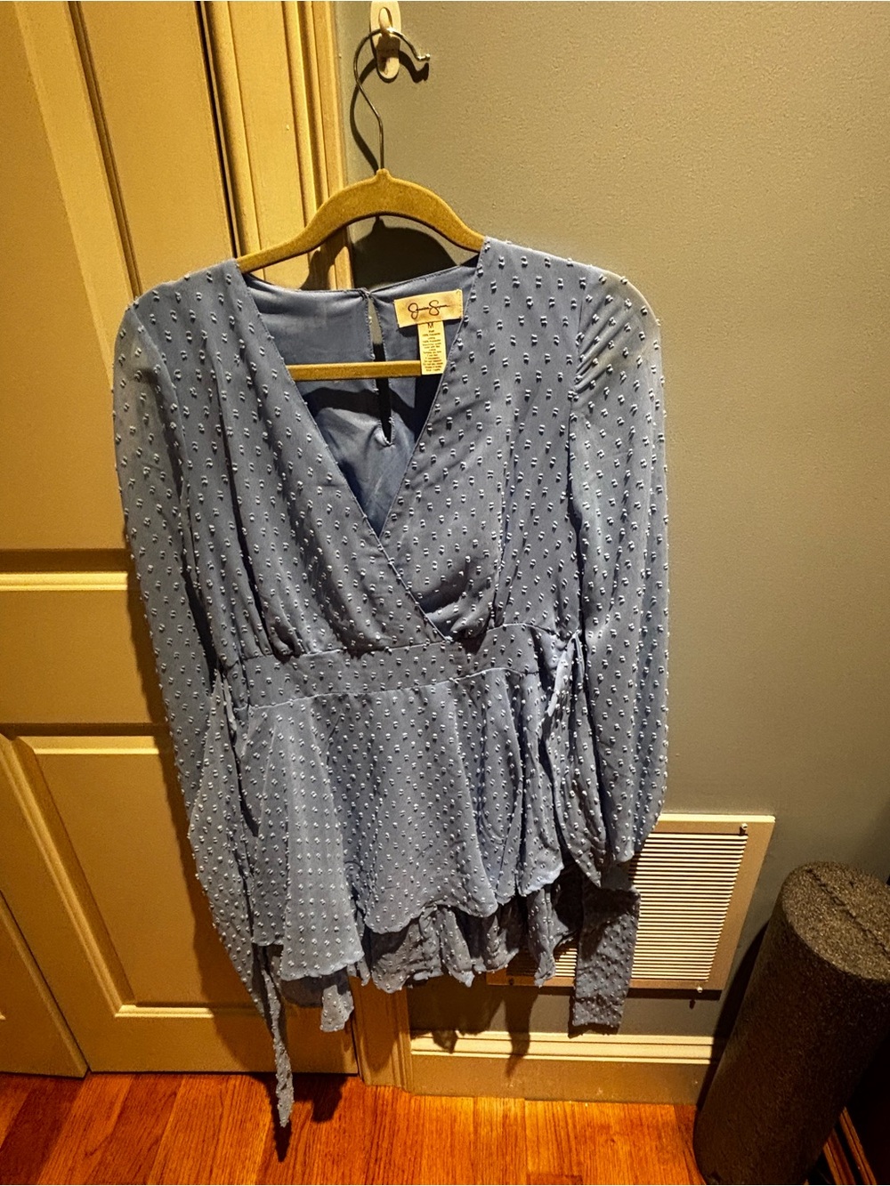 Jessica Simpson Dusty Blue Textured Wrap Blouse